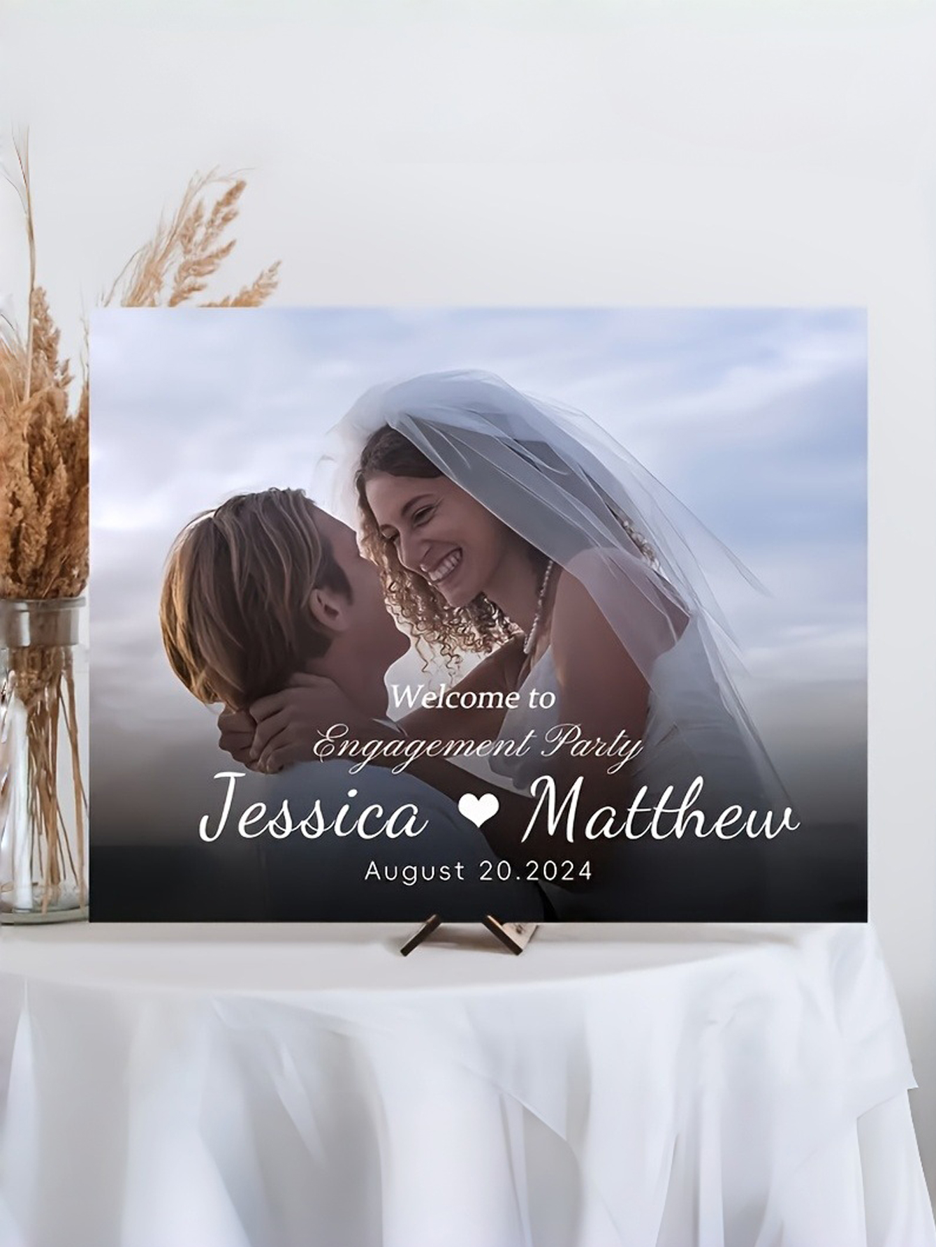 Flat Custom PVC Wedding Welcome Sign - Personalized Bride and Groom Photo Display